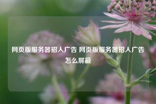 网页版服务器招人广告 网页版服务器招人广告怎么屏蔽