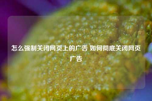 怎么强制关闭网页上的广告 如何彻底关闭网页广告